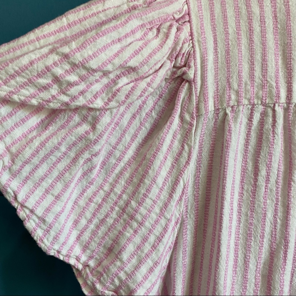 Alexis + Target Striped short sleeve linen tulip sleeve shirt dress size 1x - Picture 7 of 9